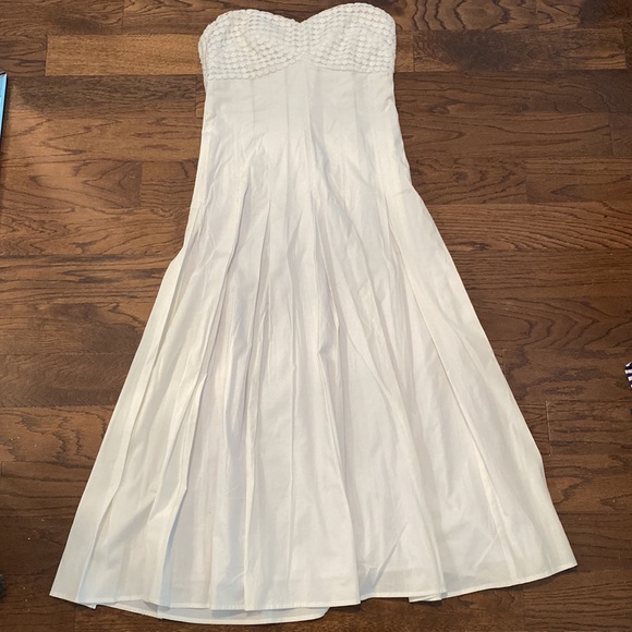 CATHERINE MALANDRINO - Midi dress white skater style strapless size 6 - Picture 1 of 6